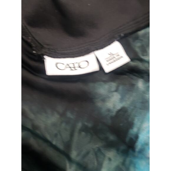 Cato Blue Black Floral Abstract Design V Cut Neck Long Sleeved Blouse Size XL - Picture 3 of 7